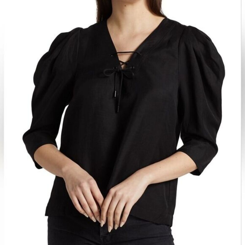 Women's‎ ba&sh Pleated Sleeve Lady Top Blouse Size Medium Black NWOT